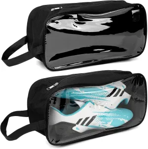 Linkidea 2 Pack Soccer Shoe Carrying Bag, Soccer Cleats Storage Bag, Fit Up to US Men Size 13 Soccer Shoes, Compact Soccer Boots Duffle Bag with Water Resistant Design (Black)