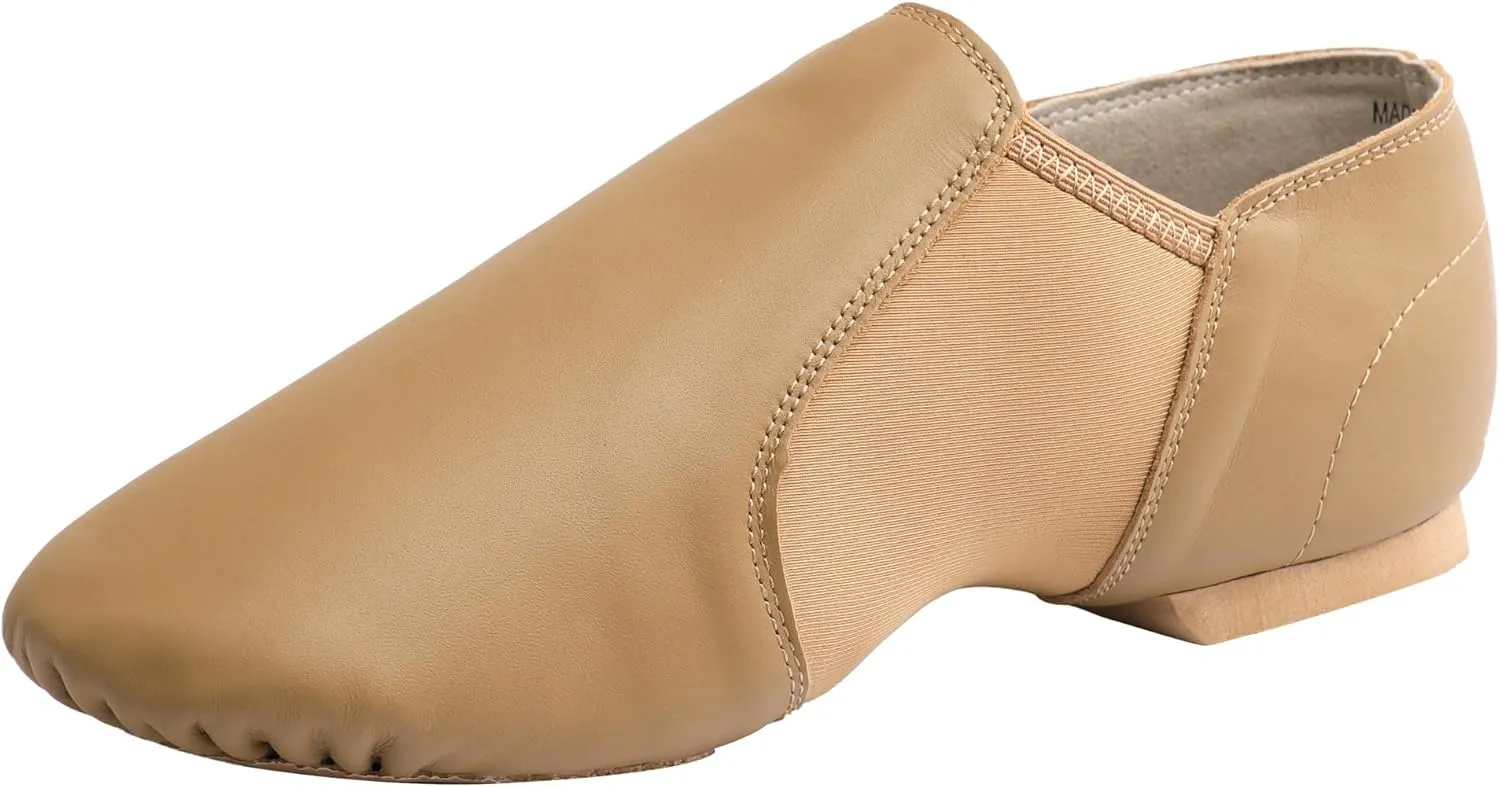 Linodes Unisex Leather Upper Jazz Shoe Slip-on for Women and Men's Dance Shoes
