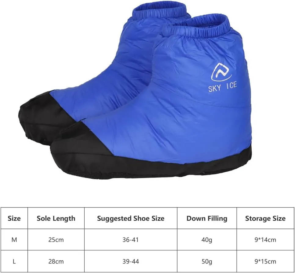 Lixada Down Booties Warm Socks Waterproof Down Slipper Boots Lightweight Down Socks Stuffed Booties Down Feet Covers for Men Women