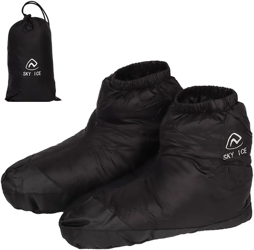 Lixada Down Booties Warm Socks Waterproof Down Slipper Boots Lightweight Down Socks Stuffed Booties Down Feet Covers for Men Women