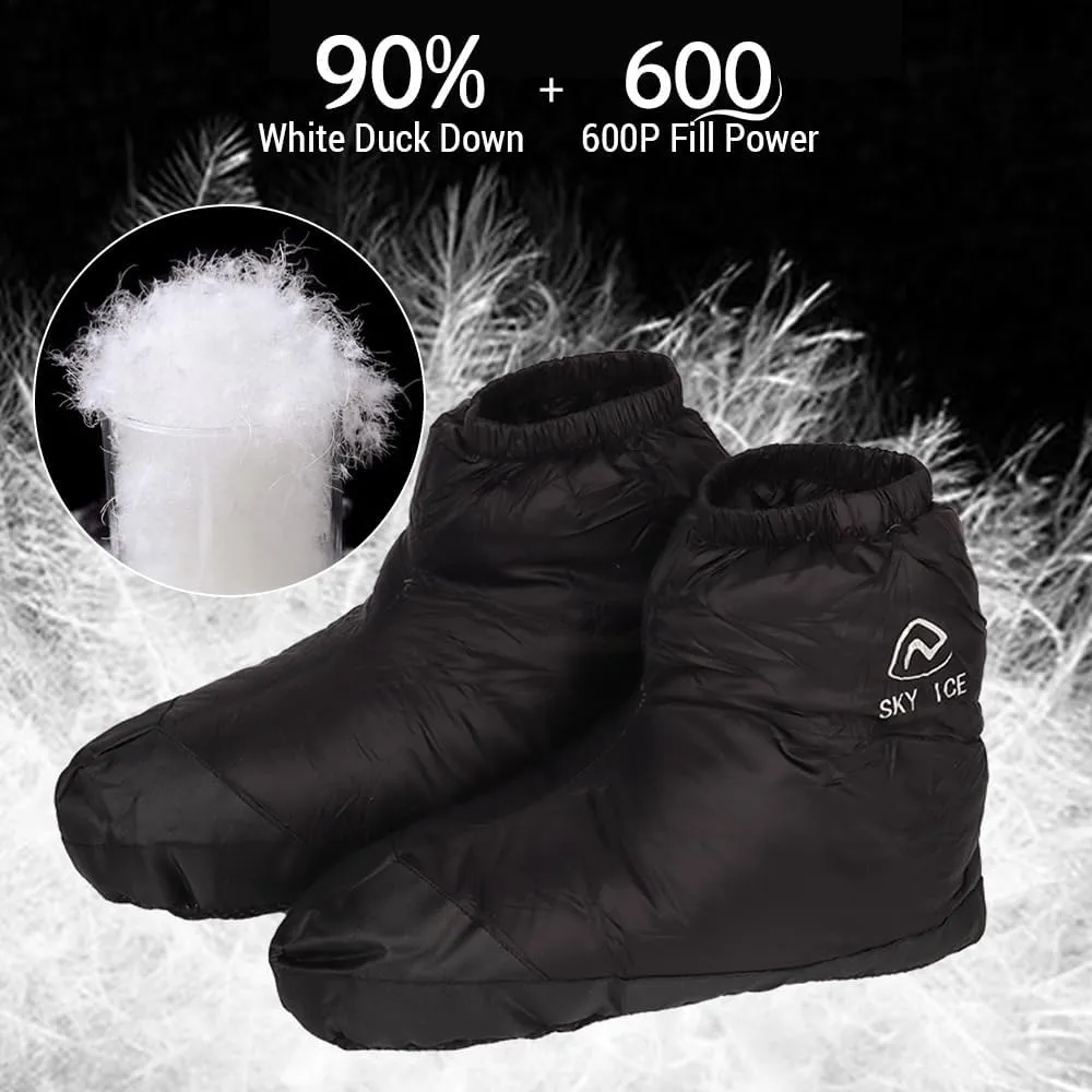 Lixada Down Booties Warm Socks Waterproof Down Slipper Boots Lightweight Down Socks Stuffed Booties Down Feet Covers for Men Women