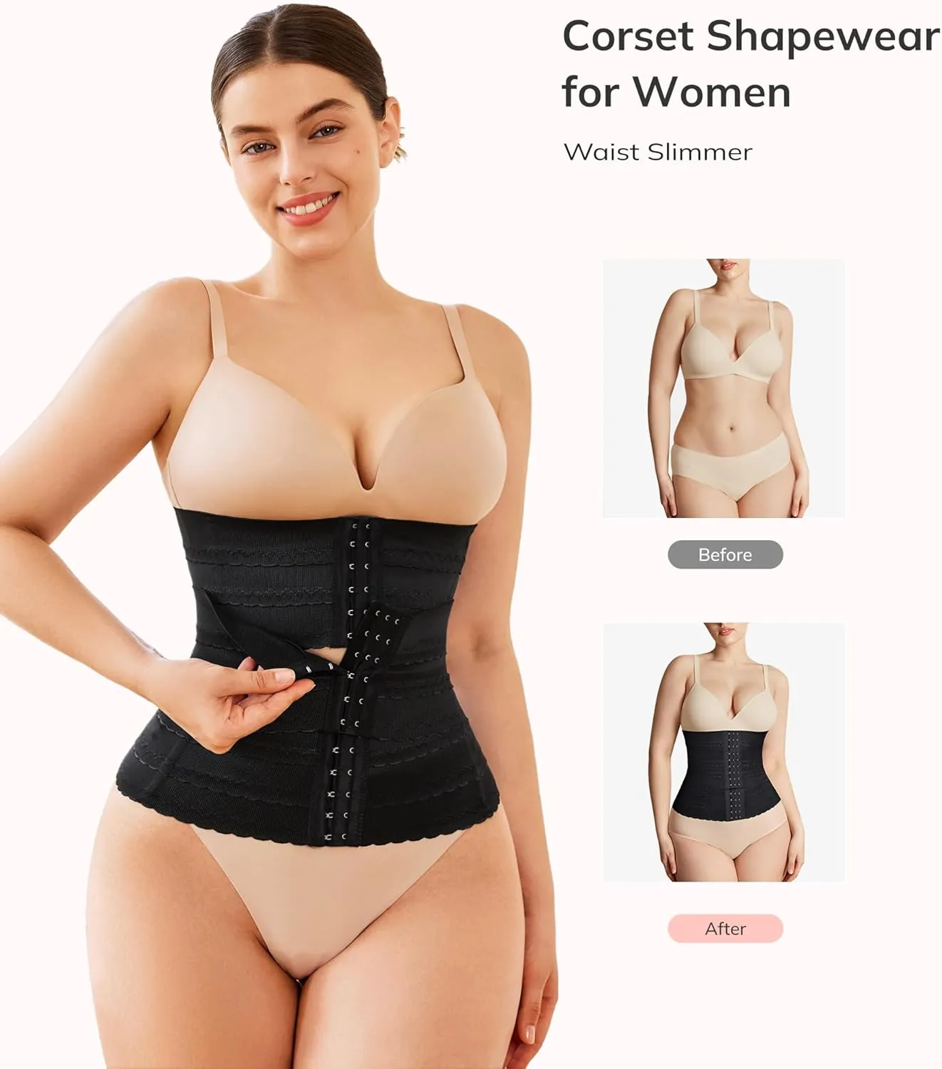 LODAY Segmented Waist Trainer for Women Corset Shapewear Waist Cincher Tummy Control Body Shaper