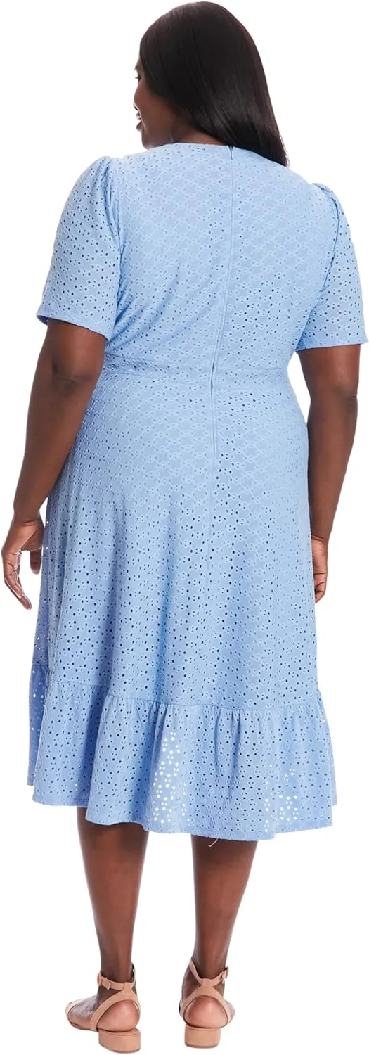 London Times Women's Short Sleeve Ruffle Wrap Dress