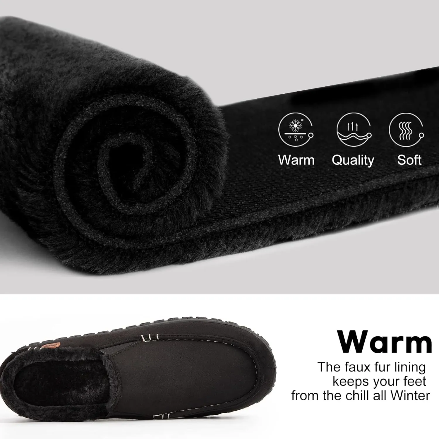 LongBay Men's Moccasin Slippers Cozy Breathable Memory Foam House Shoes for Indoor Outdoor