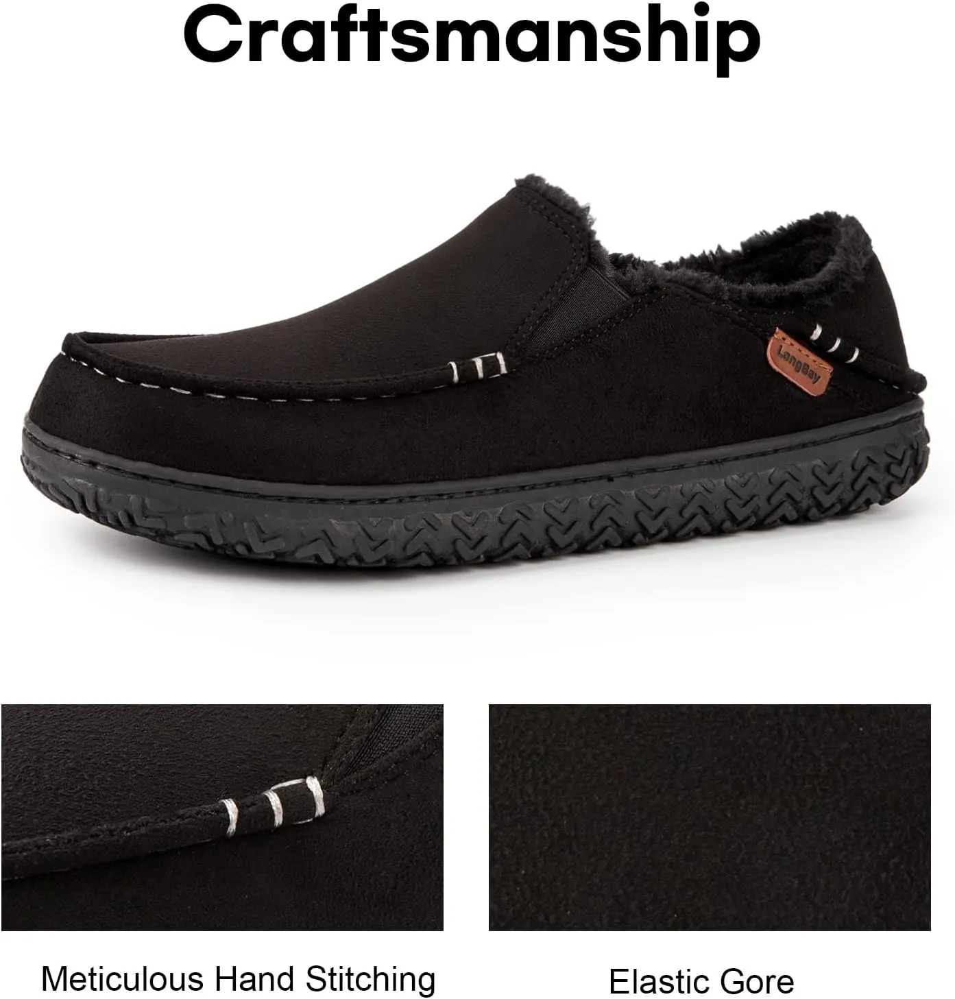 LongBay Men's Moccasin Slippers Cozy Breathable Memory Foam House Shoes for Indoor Outdoor