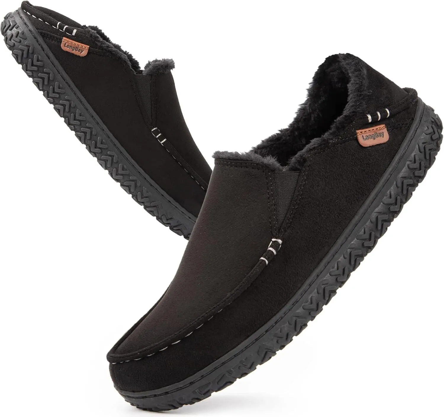 LongBay Men's Moccasin Slippers Cozy Breathable Memory Foam House Shoes for Indoor Outdoor