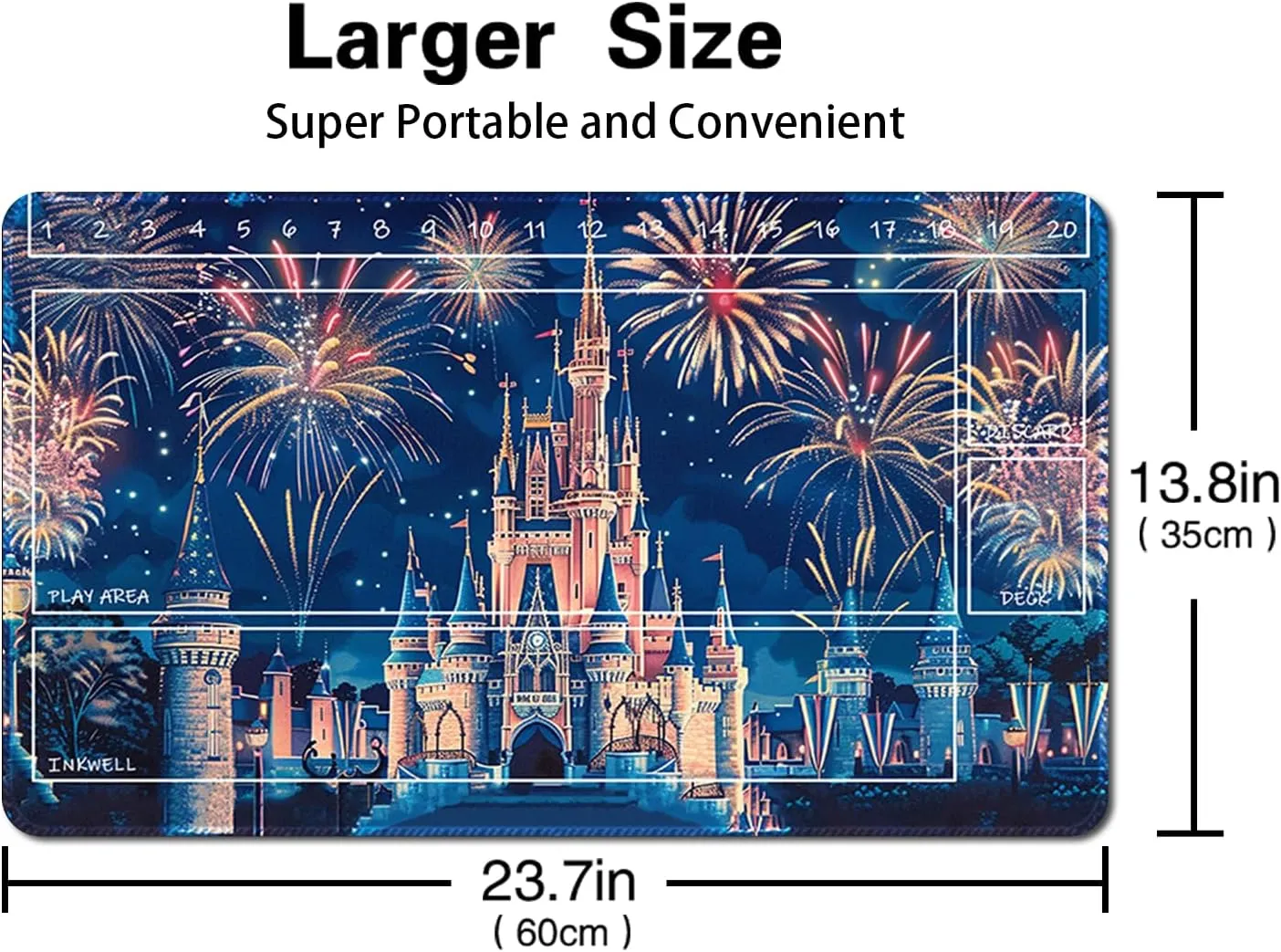 Lorcana Playmats Compatible TCG playmat with Zones Non-Slip Rubber 23.6x13.7in (48-Battle Situation)