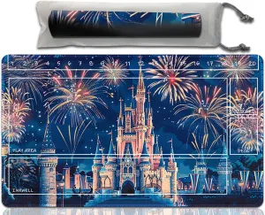 Lorcana Playmats Compatible TCG playmat with Zones Non-Slip Rubber 23.6x13.7in (48-Battle Situation)
