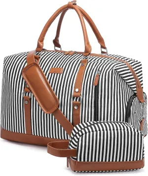 LOVEVOOK Canvas Travel Duffel Bag for Women, Carry on Overnight Bag, Large Capacity Weekender Tote Bag with Shoe Compartment