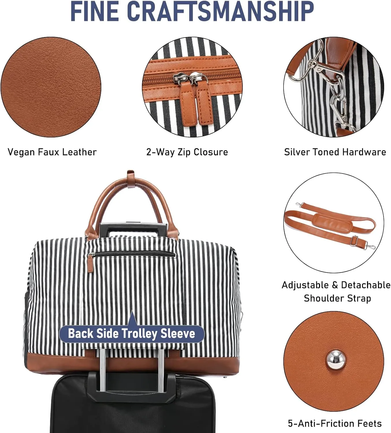 LOVEVOOK Canvas Travel Duffel Bag for Women, Carry on Overnight Bag, Large Capacity Weekender Tote Bag with Shoe Compartment