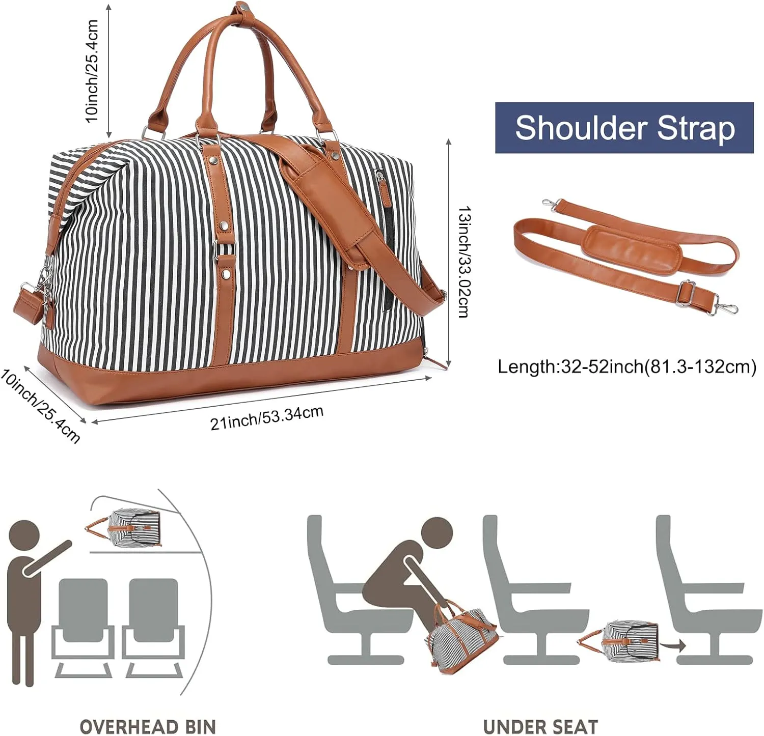 LOVEVOOK Canvas Travel Duffel Bag for Women, Carry on Overnight Bag, Large Capacity Weekender Tote Bag with Shoe Compartment