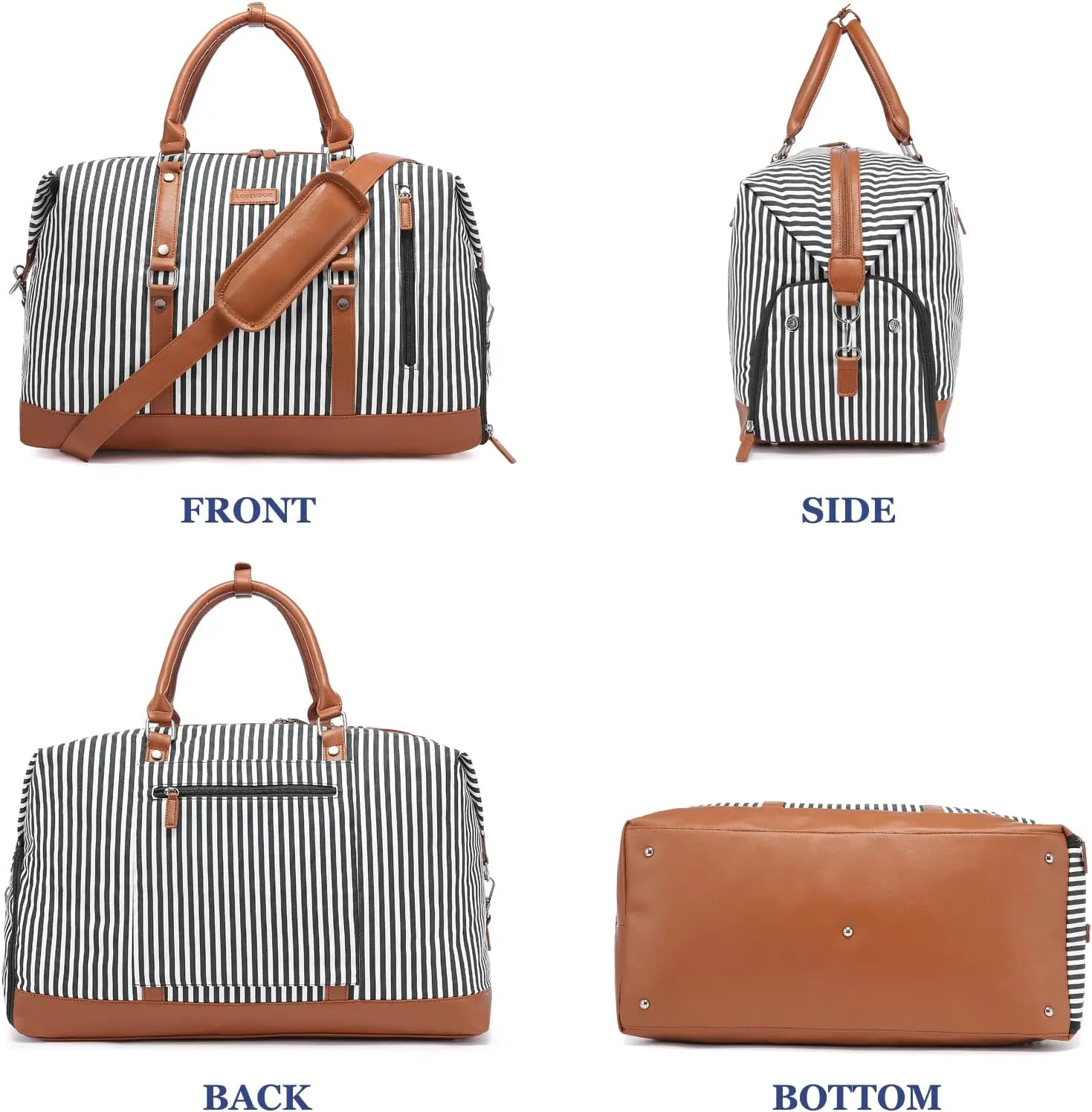 LOVEVOOK Canvas Travel Duffel Bag for Women, Carry on Overnight Bag, Large Capacity Weekender Tote Bag with Shoe Compartment