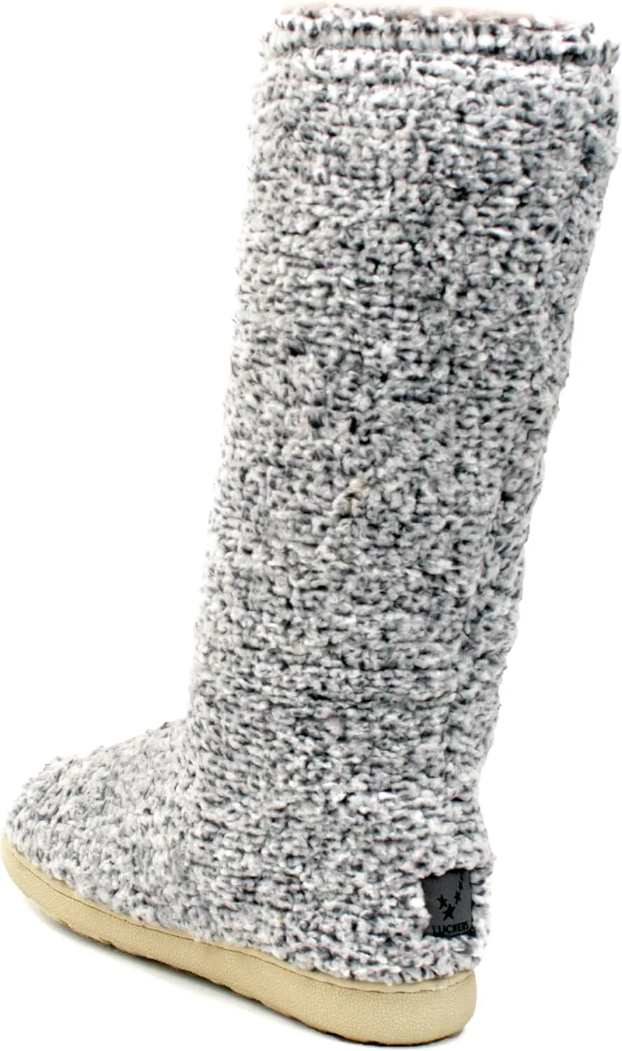 Luckers Women’s Two-Toned Tall Fluffy Slipper Boot