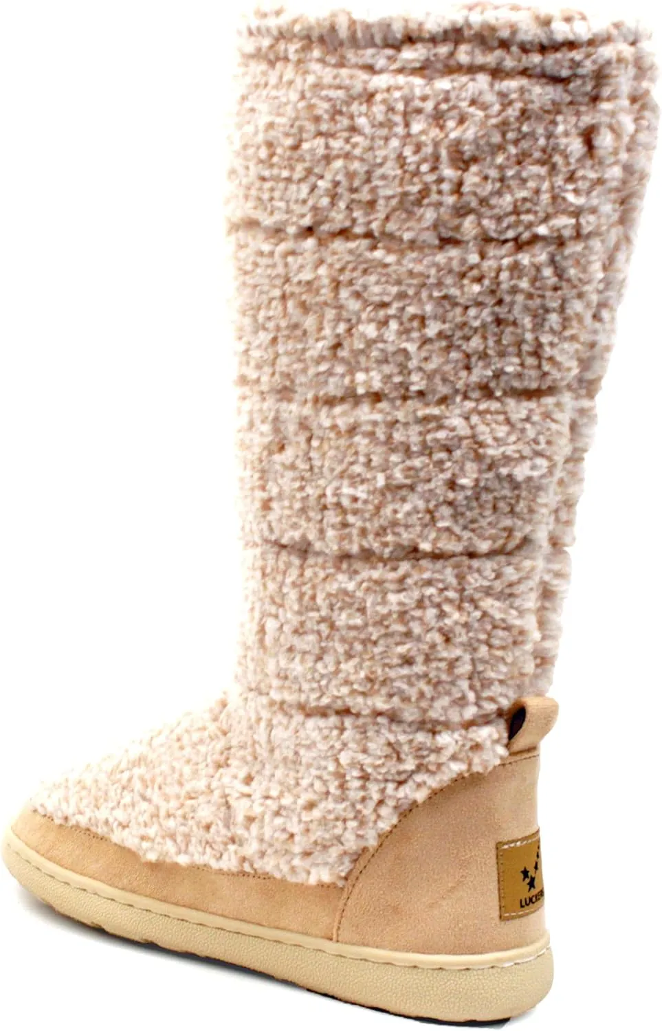 Luckers Women’s Two-Toned Tall Fluffy Slipper Boot