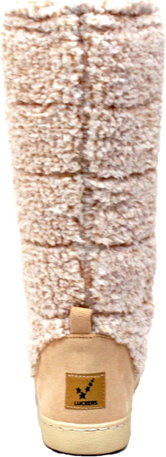 Luckers Women’s Two-Toned Tall Fluffy Slipper Boot