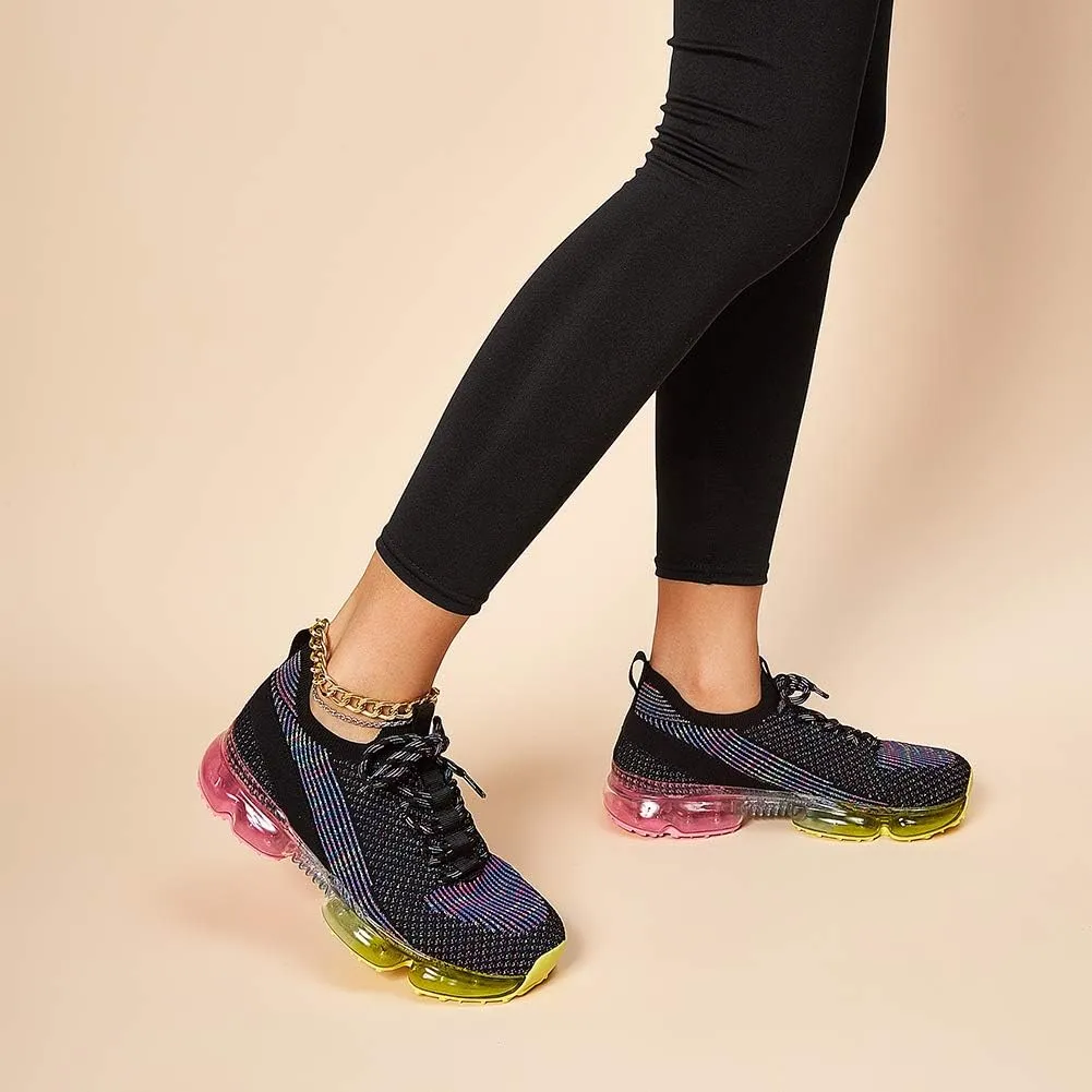 LUCKY STEP Women Air Cushion Fashion Sneakers Breathable Casual Comfortable Lightweight Walking Shoes
