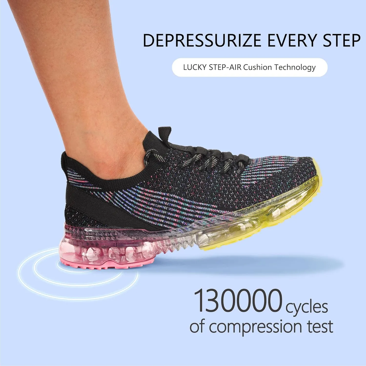 LUCKY STEP Women Air Cushion Fashion Sneakers Breathable Casual Comfortable Lightweight Walking Shoes