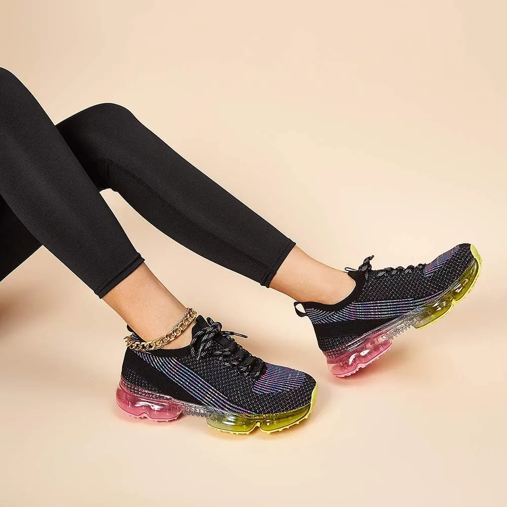 LUCKY STEP Women Air Cushion Fashion Sneakers Breathable Casual Comfortable Lightweight Walking Shoes