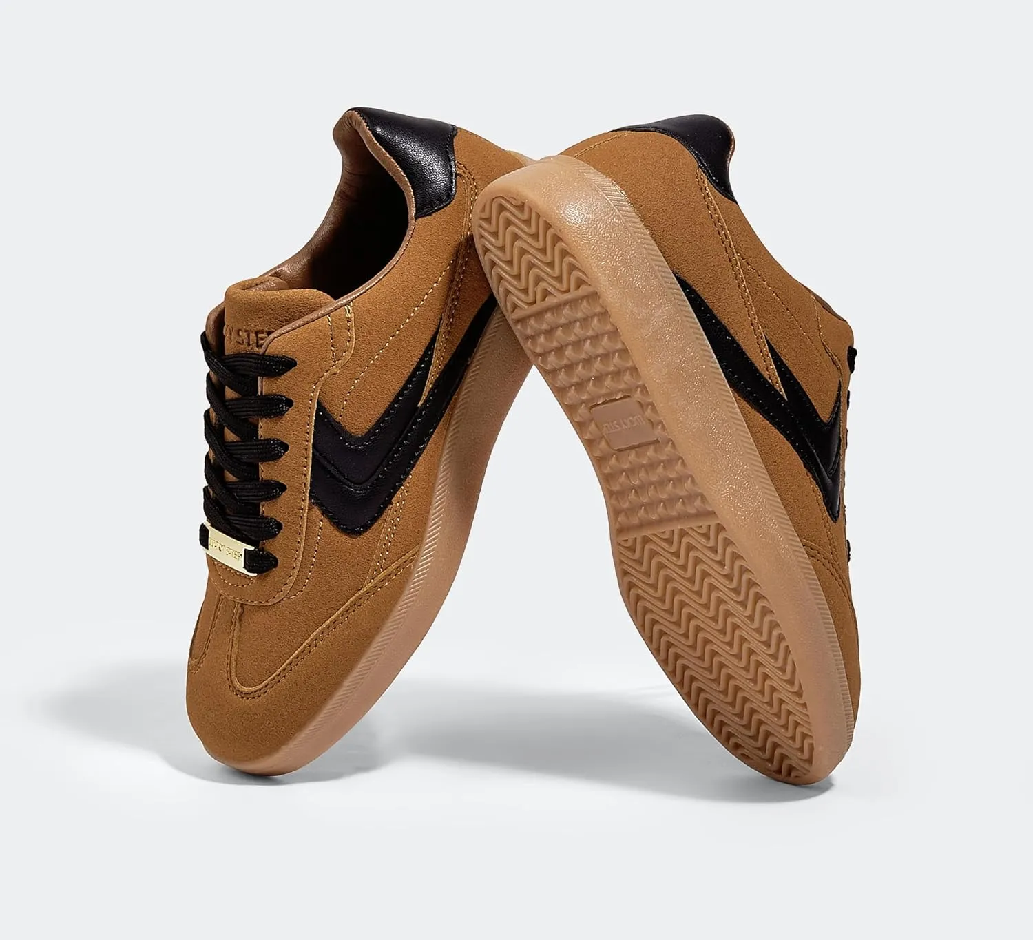 LUCKY STEP Women Retro Sneakers Fashion Classic Gum Sole Tennis Skate Shoes Casual Trendy Walking Trainer Anti Slip Flat Low-Top Footwear