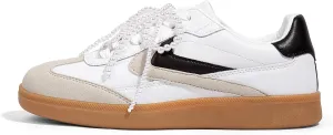 LUCKY STEP Women Retro Sneakers Fashion Classic Gum Sole Tennis Skate Shoes Casual Trendy Walking Trainer Anti Slip Flat Low-Top Footwear