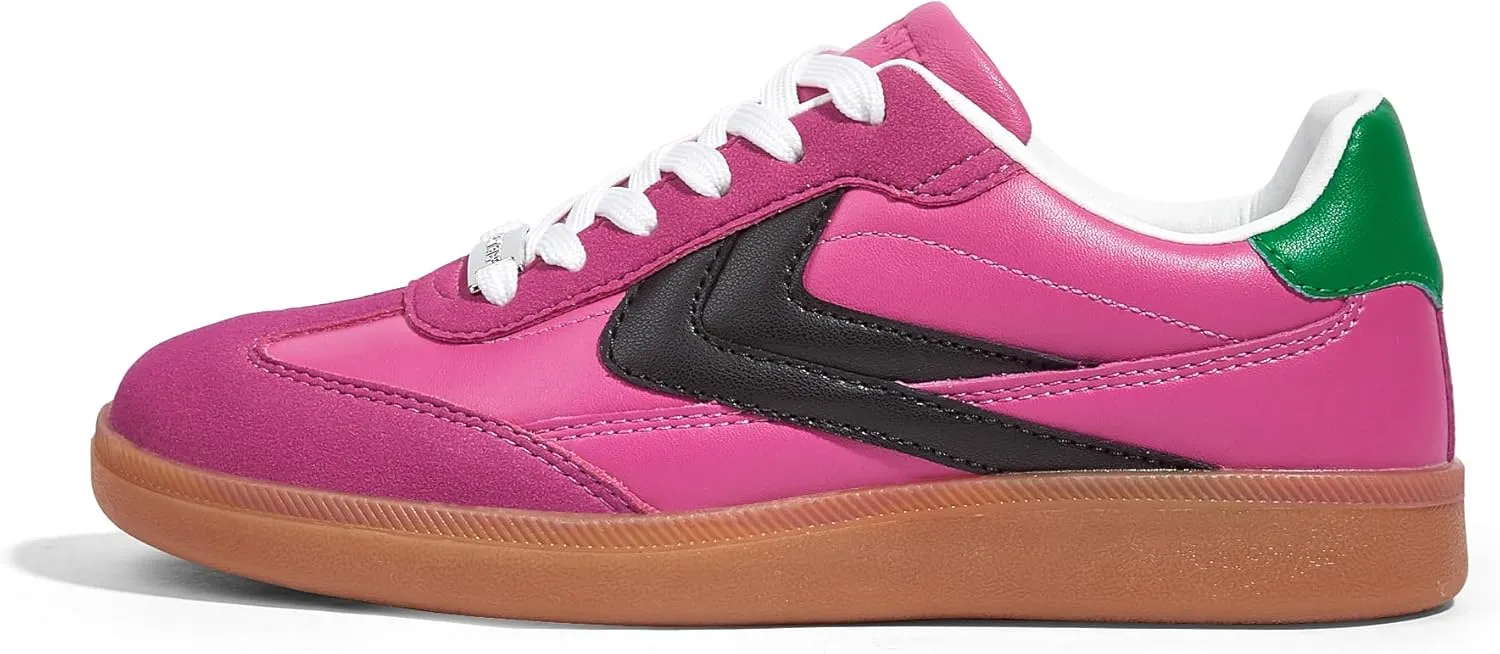 LUCKY STEP Women Retro Sneakers Fashion Classic Gum Sole Tennis Skate Shoes Casual Trendy Walking Trainer Anti Slip Flat Low-Top Footwear