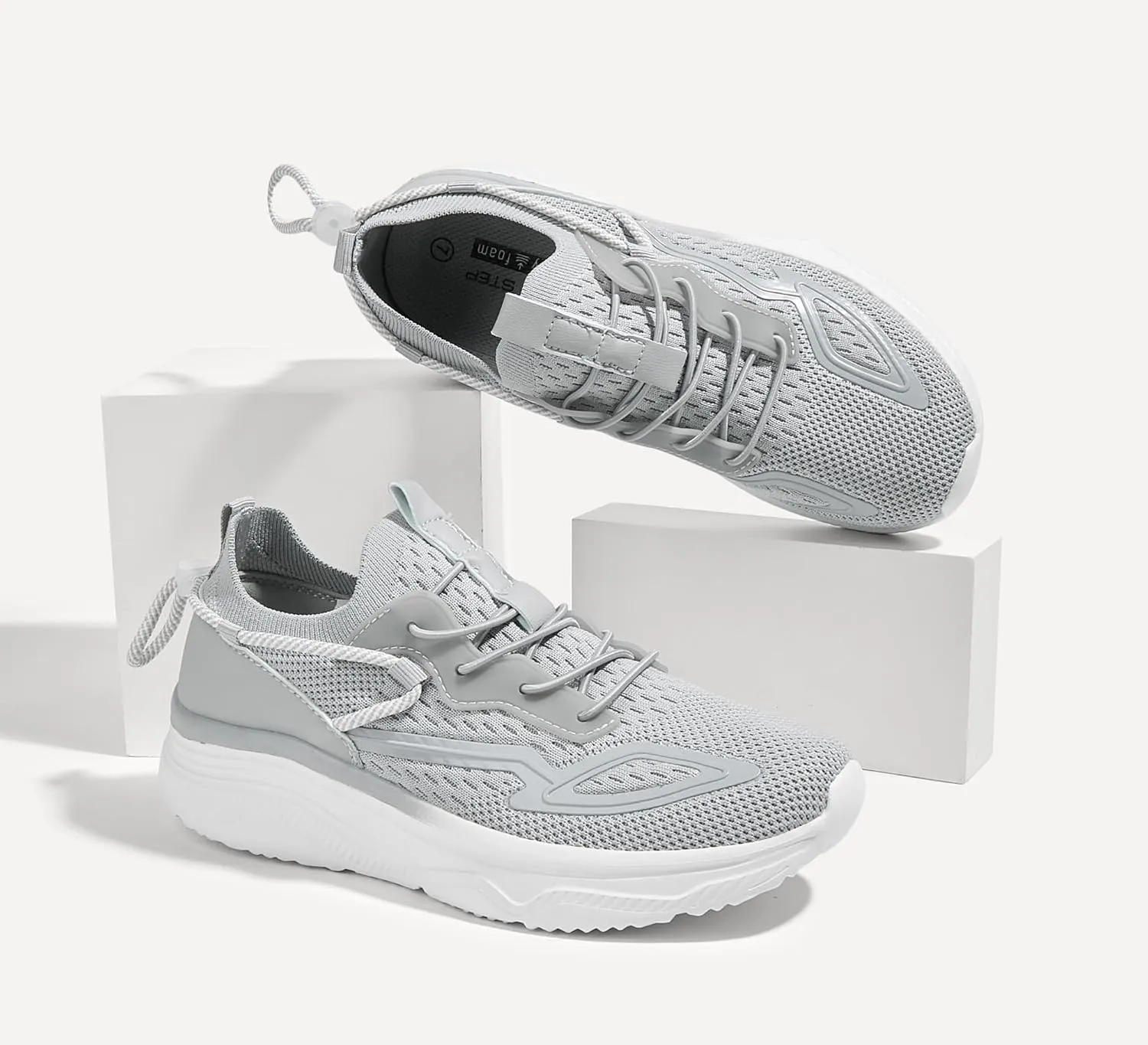 LUCKY STEP Women's Slip On Walking Shoes Mesh Tennis Workout Comfortable Lightweight Athletic Gym Trainers Stylish Breathable Fashion Sneakers