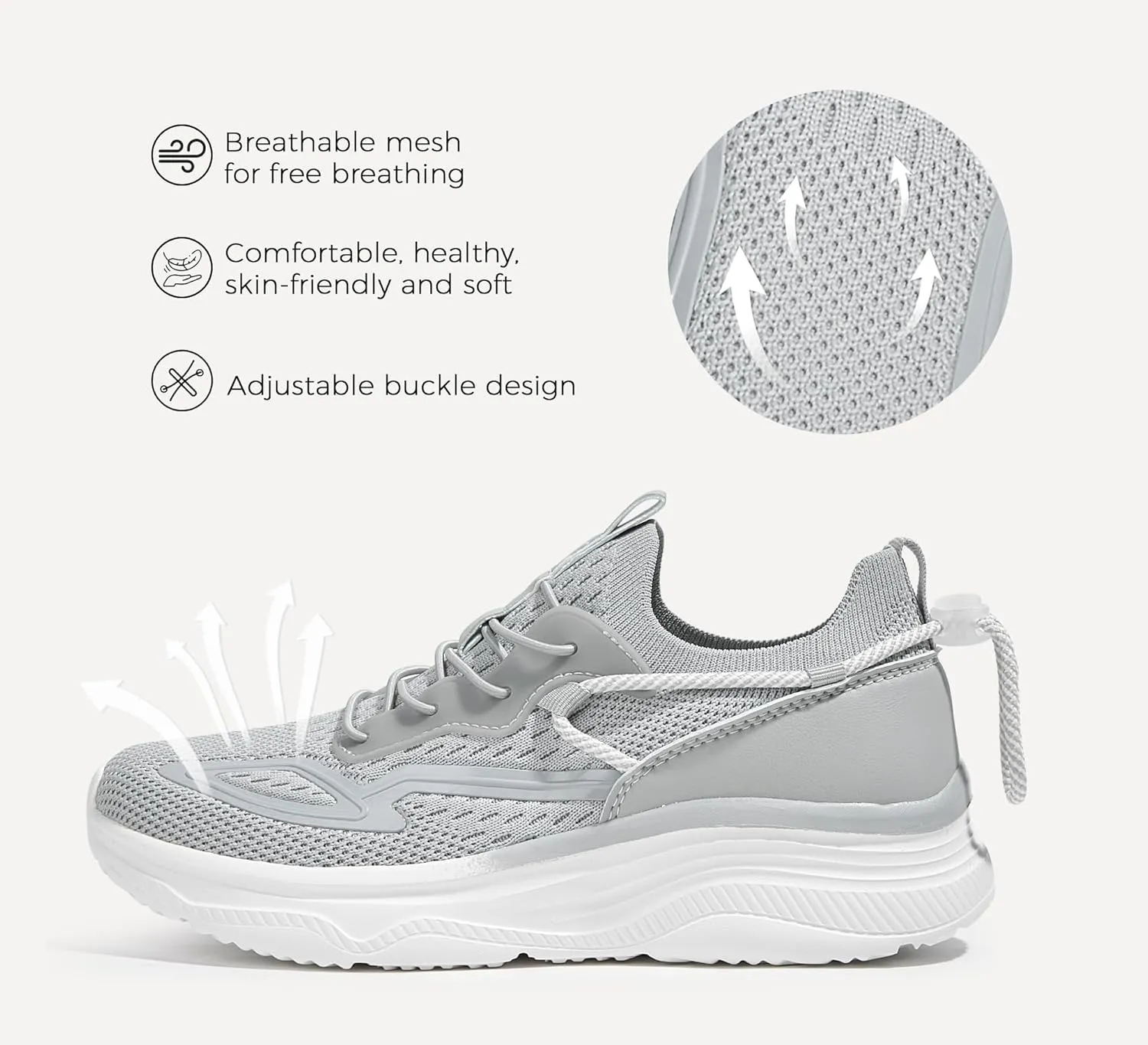 LUCKY STEP Women's Slip On Walking Shoes Mesh Tennis Workout Comfortable Lightweight Athletic Gym Trainers Stylish Breathable Fashion Sneakers