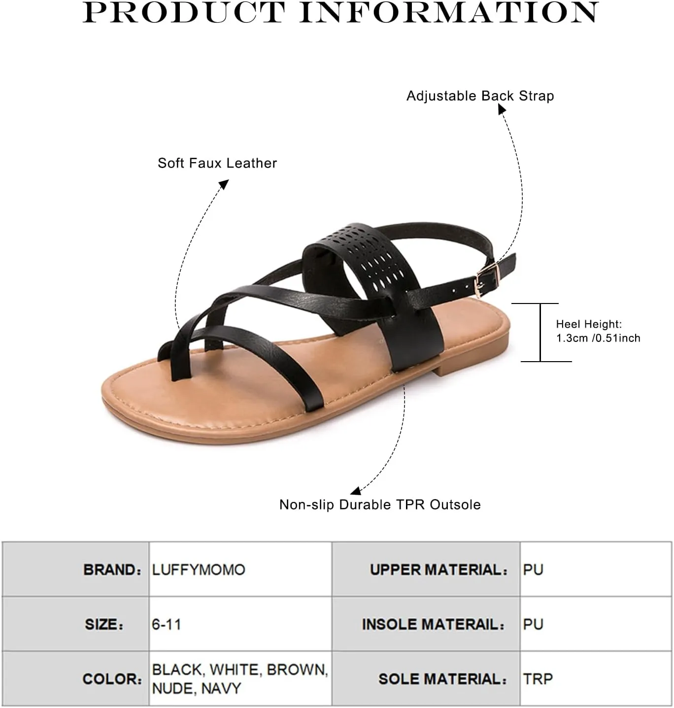 Luffymomo Womens Strappy Flat Sandals Leathe Gladiator Sandals Summer Casual Fisherman Thong