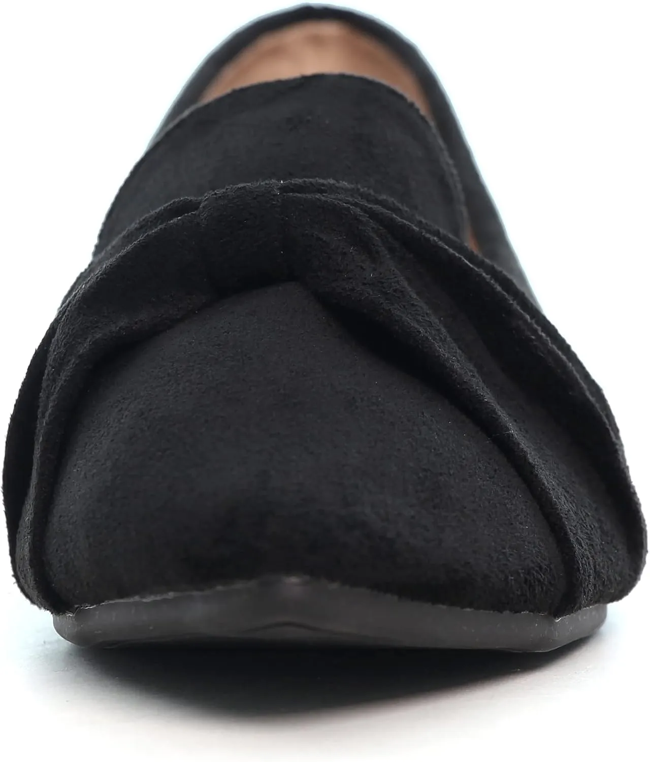 LUXINYU Women's Slip on Flats,Pointed Toe Solid Classic Ballet Dance Shoes Elegant Bow Soft Comfortable Memory Foam Suede Flat Shoes