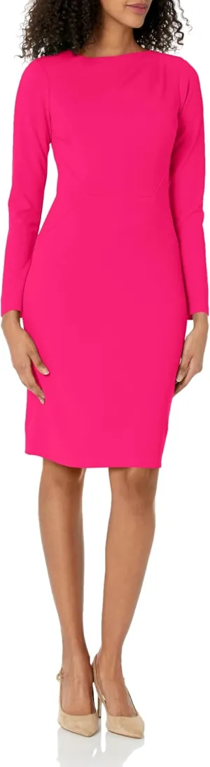 Maggy London Women's Asymmetric Neck Crepe Sheath Workwear Office Career Desk to Dinner Event Occasion Guest of
