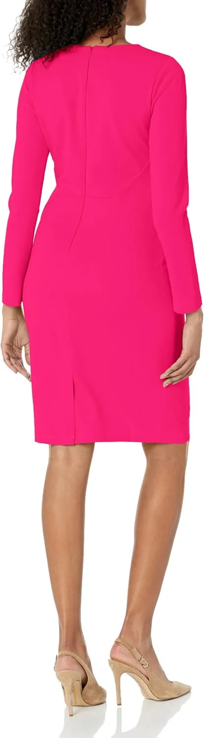 Maggy London Women's Asymmetric Neck Crepe Sheath Workwear Office Career Desk to Dinner Event Occasion Guest of
