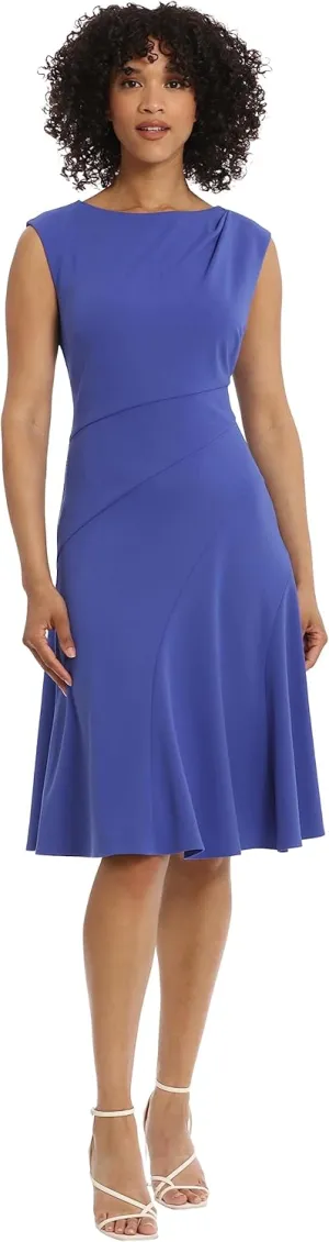 Maggy London Women's Sleeveless Fit and Flare with Pleat Tuck and Seaming Details Work Career Event Guest of