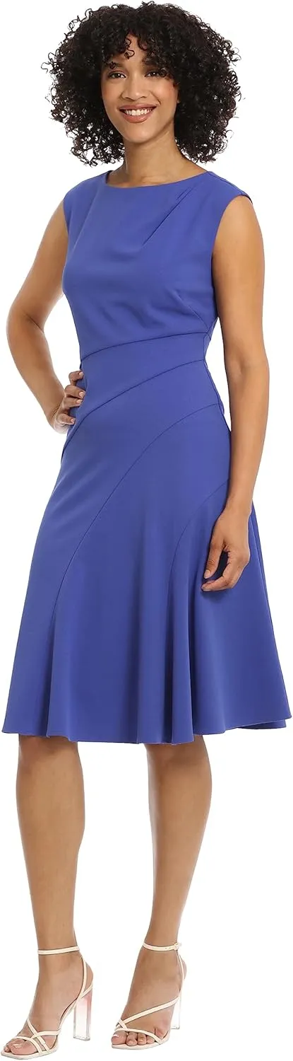 Maggy London Women's Sleeveless Fit and Flare with Pleat Tuck and Seaming Details Work Career Event Guest of