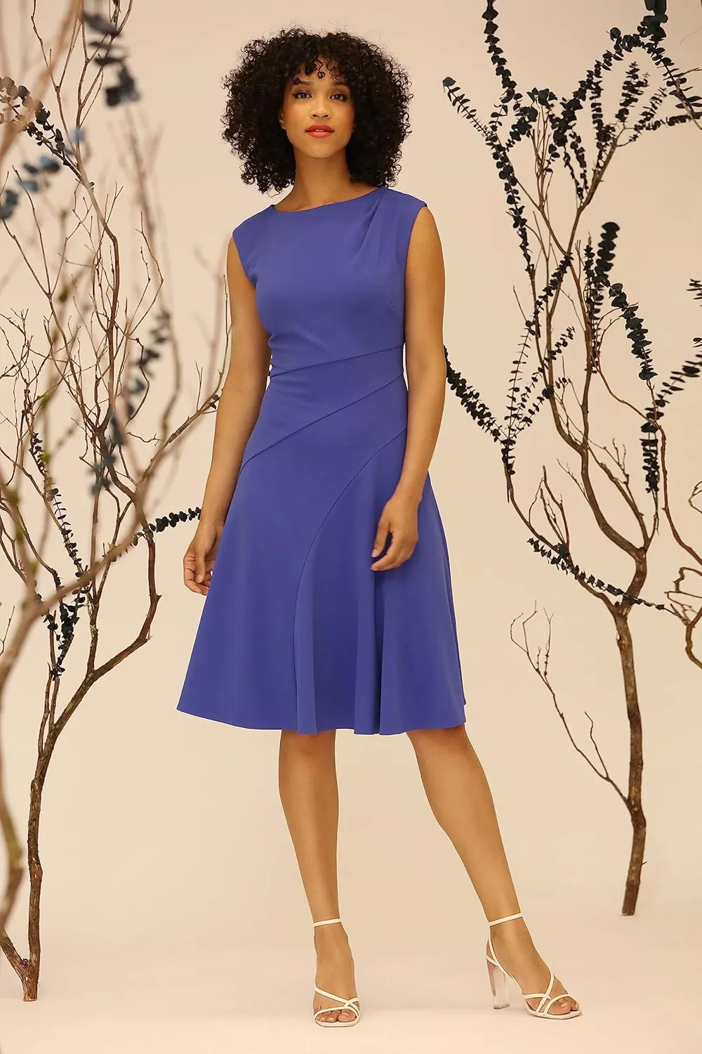 Maggy London Women's Sleeveless Fit and Flare with Pleat Tuck and Seaming Details Work Career Event Guest of