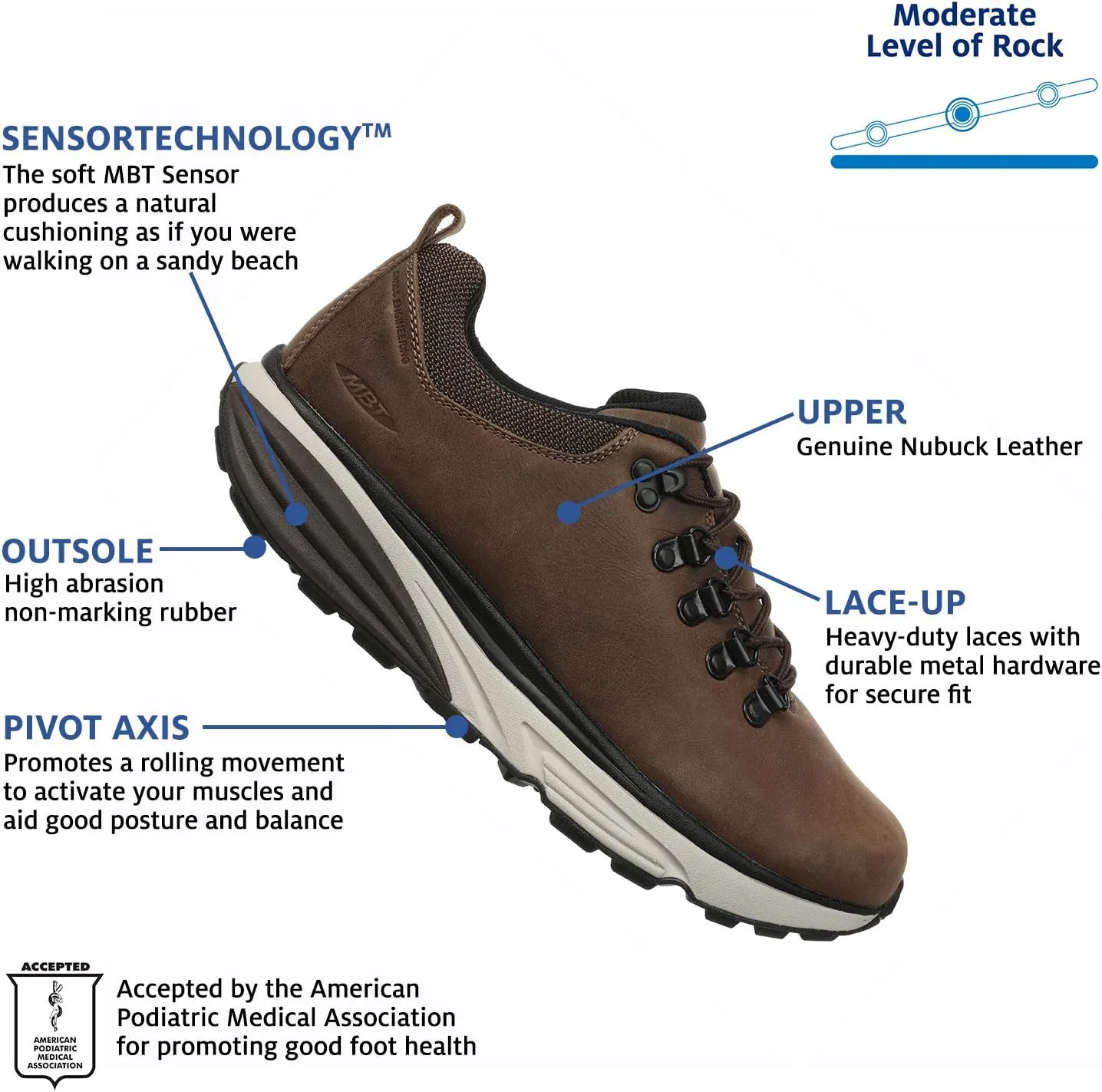 MBT Rocker Bottom Shoes Men’s – Casual Walking Shoe Terra