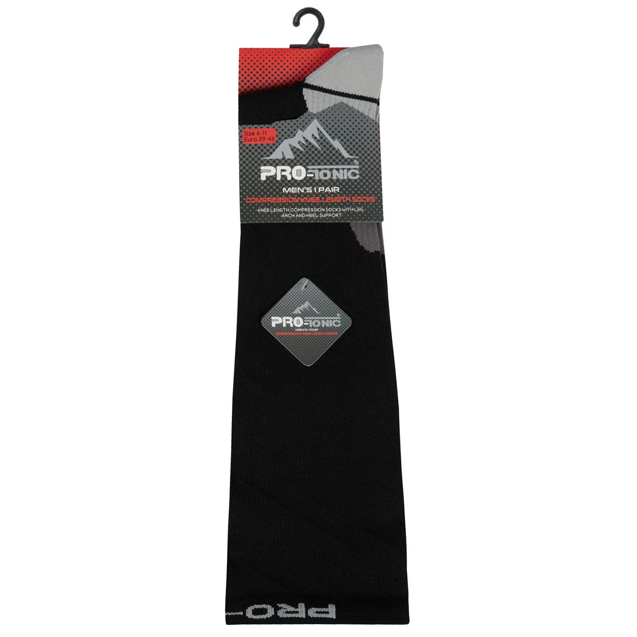 Mens 1 Pair Compression Knee High Sport Socks - Grey