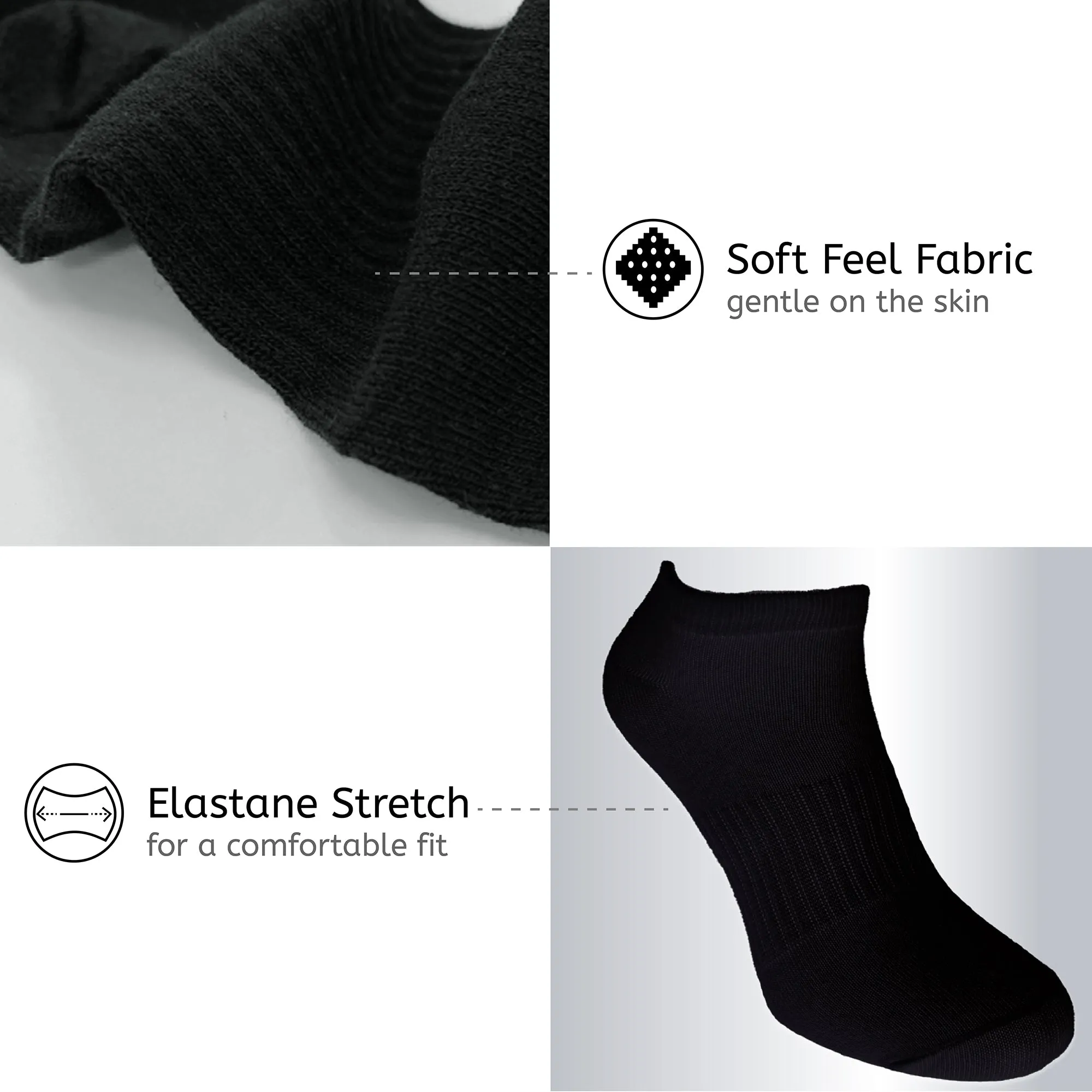 Mens 12PK Trainer Liner Black Socks