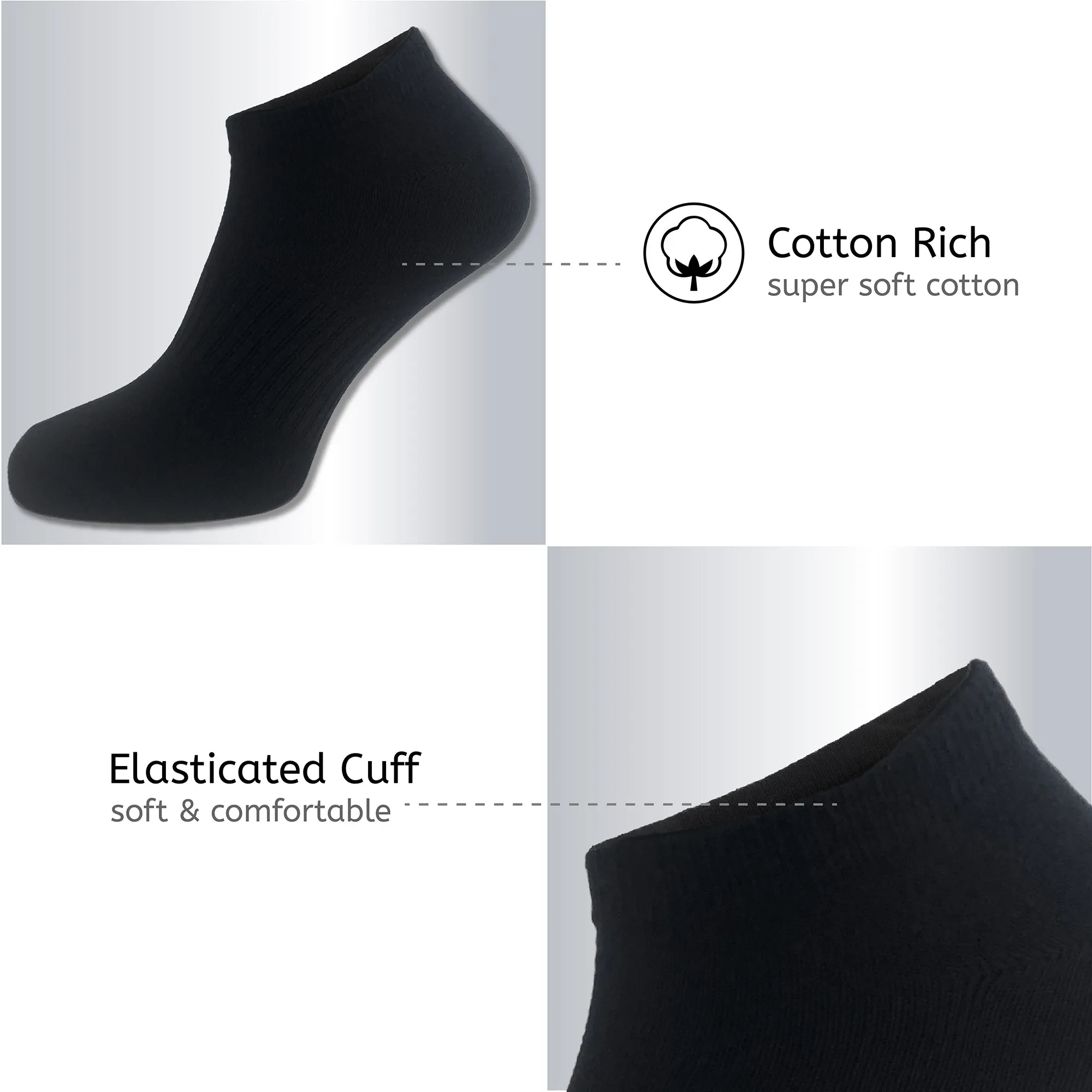 Mens 12PK Trainer Liner Black Socks