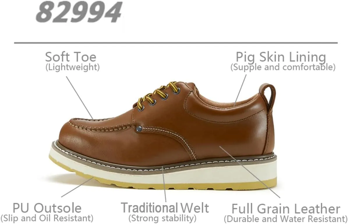 Men's 4" Soft Toe SureTrack Leather Slip Resistant Durable Breathable Oxford Work Boots Shoes 82994