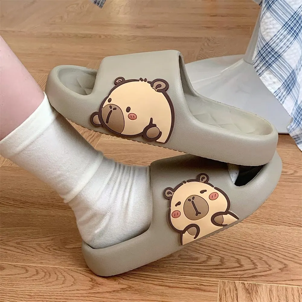 Men's and Women's Capybara Slides,Cute Capybara Slippers for Indoor Outdoor,Non Slip Quick Drying Shower Shoes,Comfort Cloud Slides Sandals
