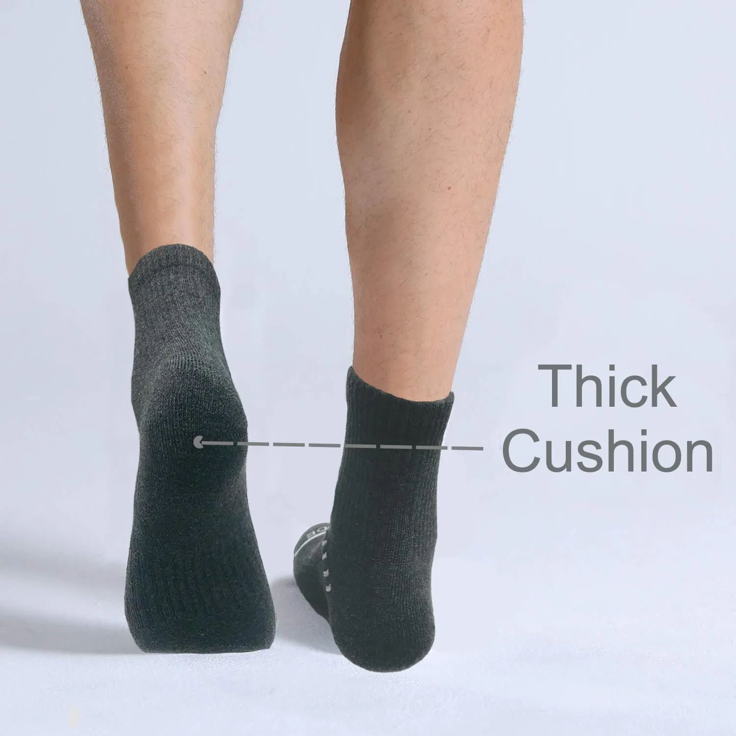 Men's Athletic Socks Cotton Breathable Cushioned Crew Medium Ankle Running Sports Workout Thick Socks