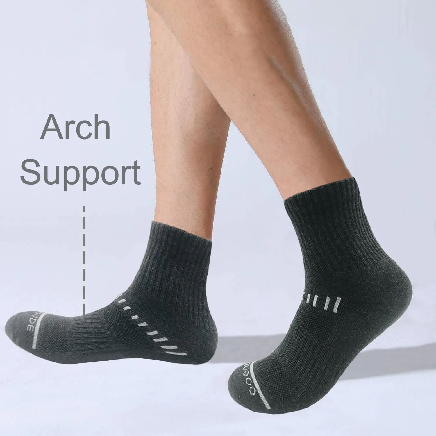 Men's Athletic Socks Cotton Breathable Cushioned Crew Medium Ankle Running Sports Workout Thick Socks