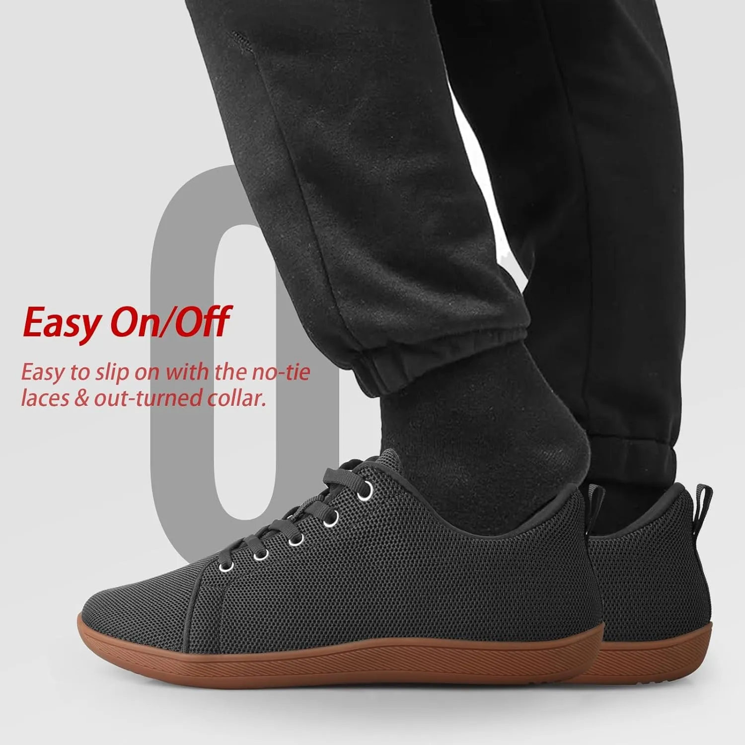 Men's Barefoot Shoes Minimalist Slip on Cross-Trainer Shoes Wide Toe Walking Shoes Zero Drop Sole Trail Running Sneakers Gym Workout Casual