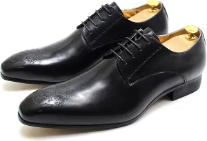 Mens Brouges Derby Shoes Leather Lace Up Shoe for Business Formal Dress Up Wedding (Color : Black, Size : 40)