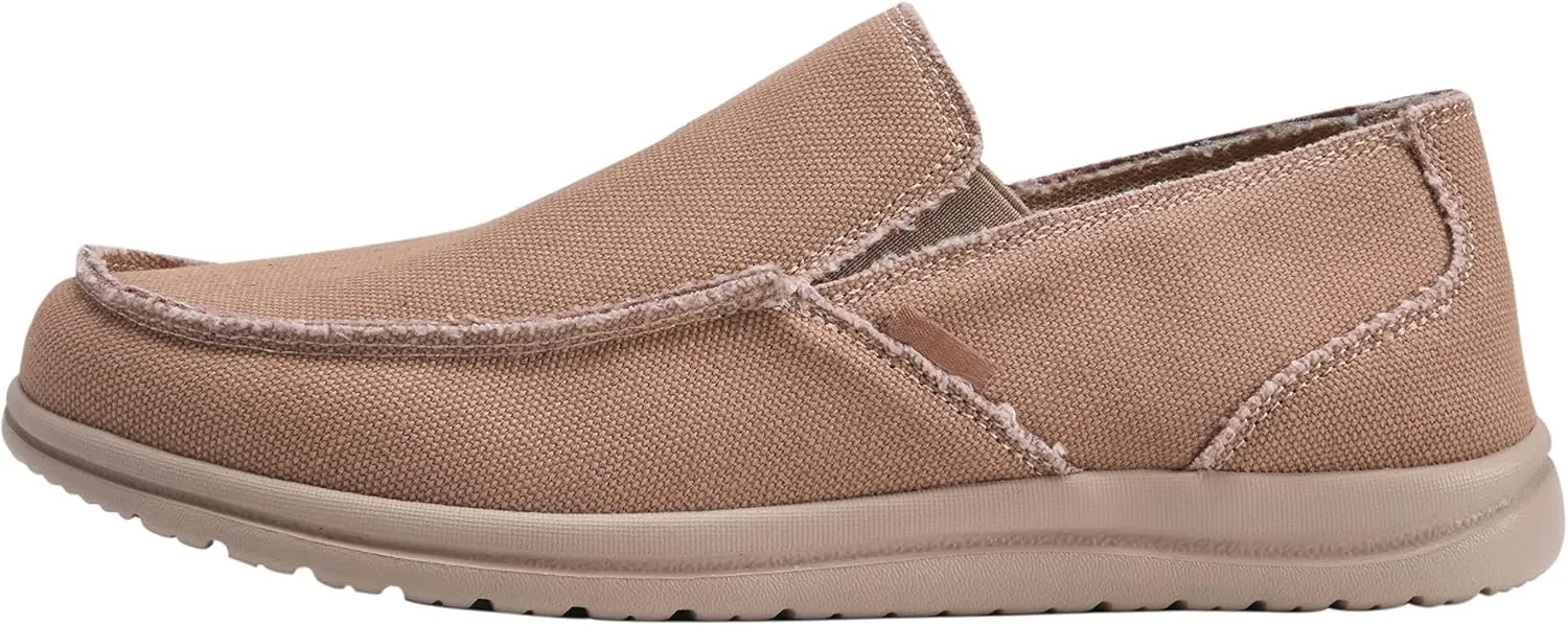 Mens Canvas Shoes Slip On Loafers Deck Shoes Walking Lightweight Causal Slip-ons