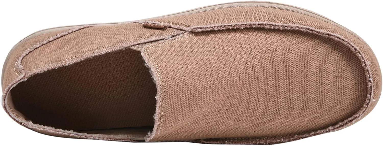 Mens Canvas Shoes Slip On Loafers Deck Shoes Walking Lightweight Causal Slip-ons