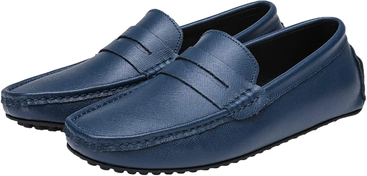 Men's Classic Penny Loafers Flat Slip-On Soft Split Leather Moccasins Driving Shoes