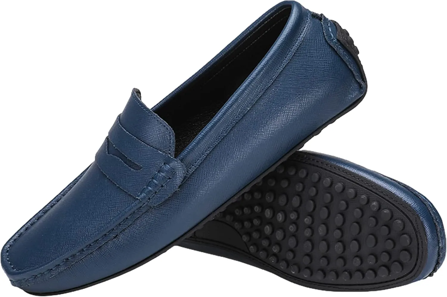 Men's Classic Penny Loafers Flat Slip-On Soft Split Leather Moccasins Driving Shoes