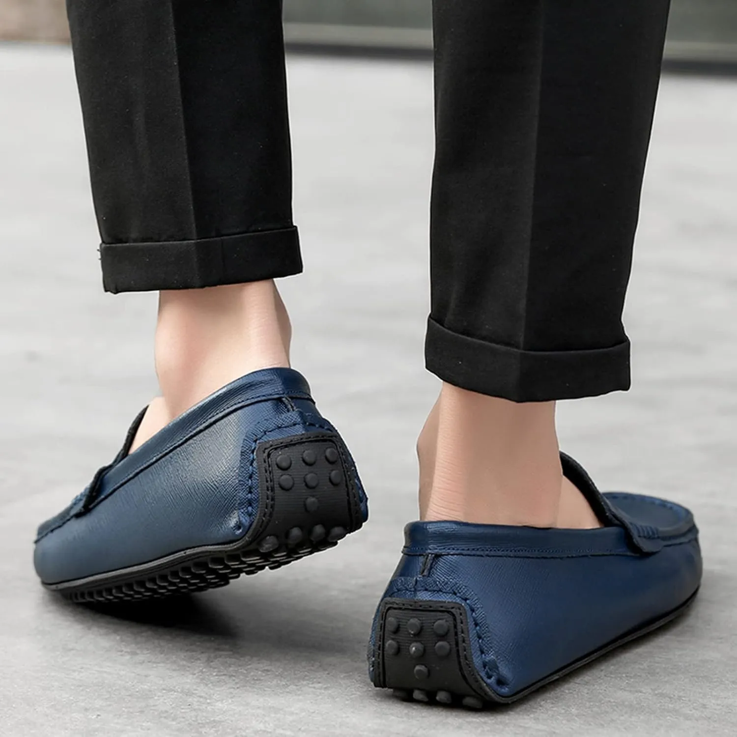 Men's Classic Penny Loafers Flat Slip-On Soft Split Leather Moccasins Driving Shoes