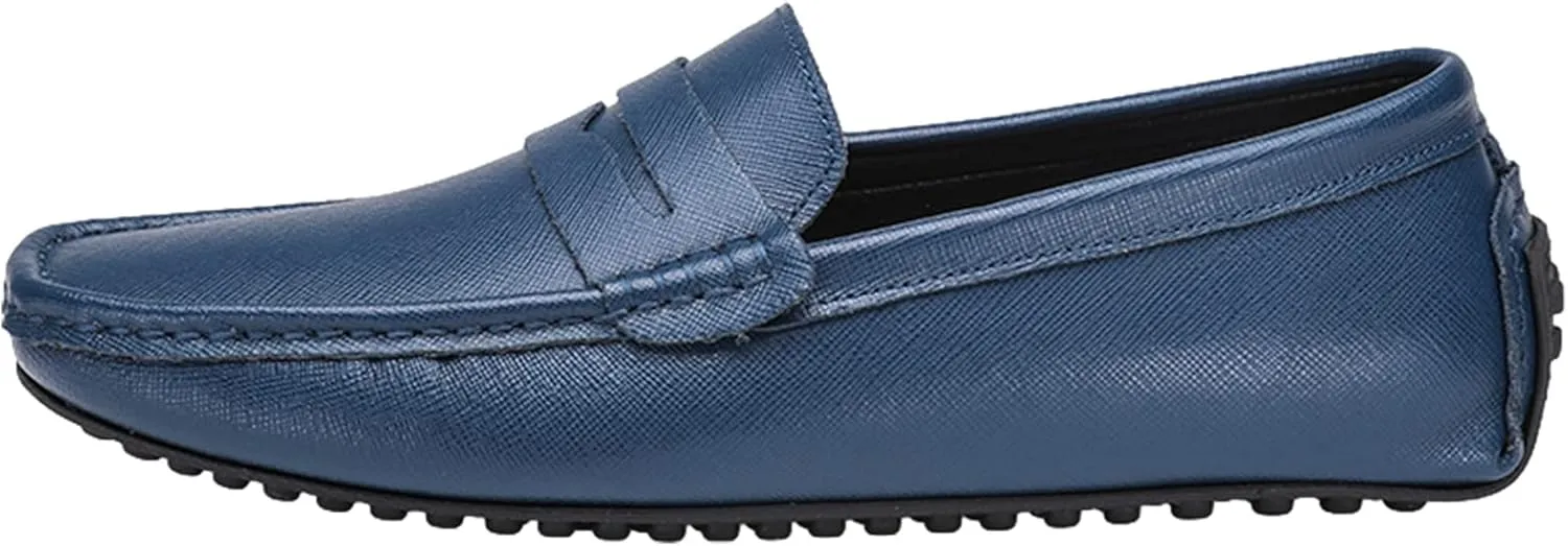 Men's Classic Penny Loafers Flat Slip-On Soft Split Leather Moccasins Driving Shoes